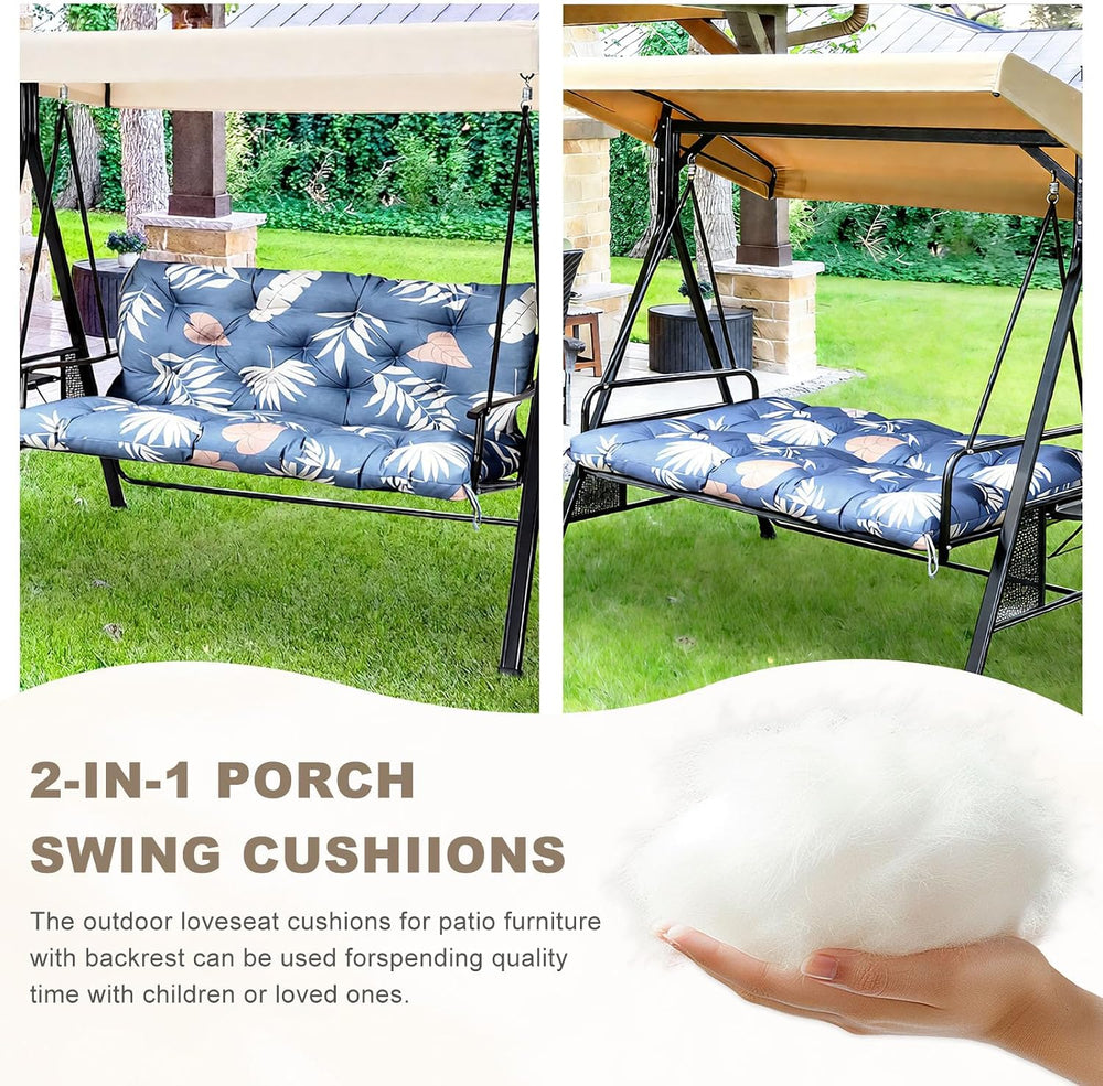Porch Swing Cushion with Backrest,Waterproof Bench Cushion for Outdoor Furnit...