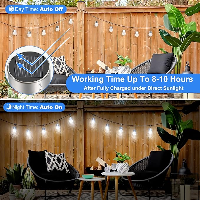 12Pack Outdoor Hanging Solar Lights - Solar Powered Crackle Glass Ball Lights...