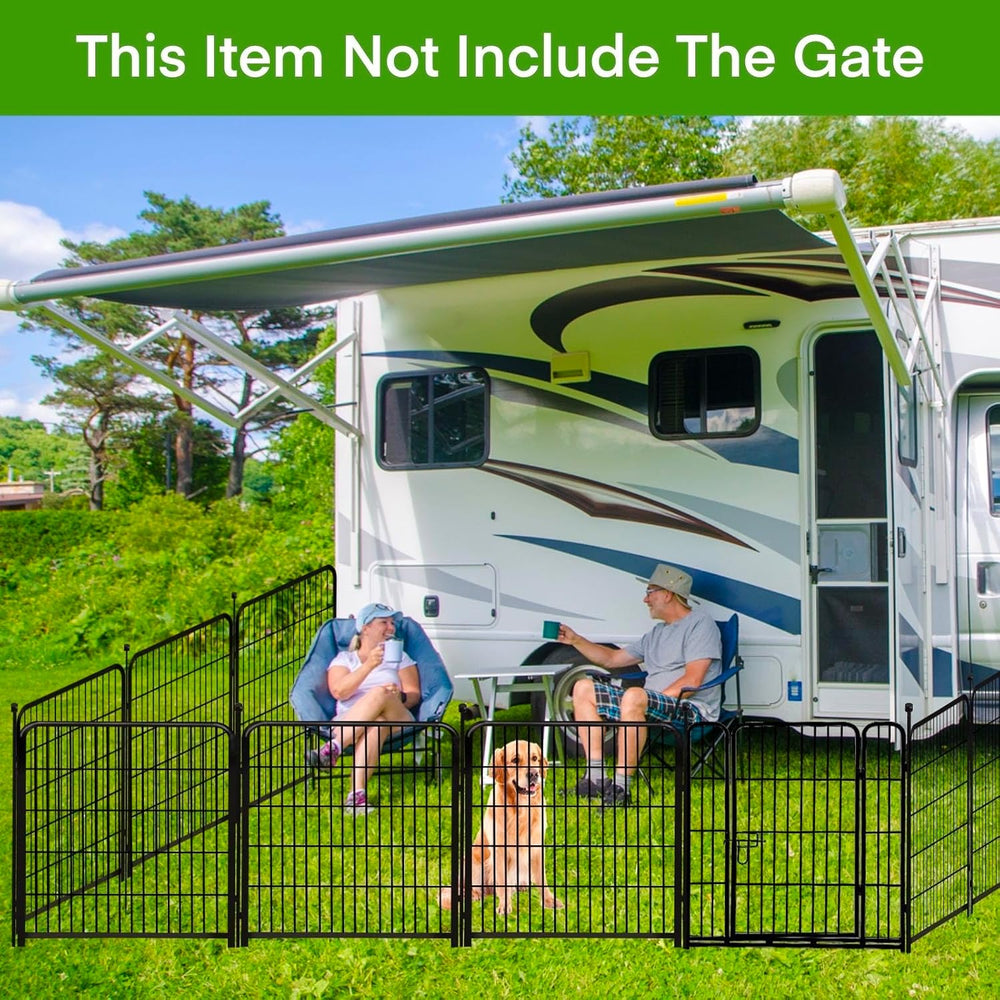 ADAVIN 48in Tall Garden Fence No Gate, 8 Panels Dog Fence Outdoor 17.7 Ft