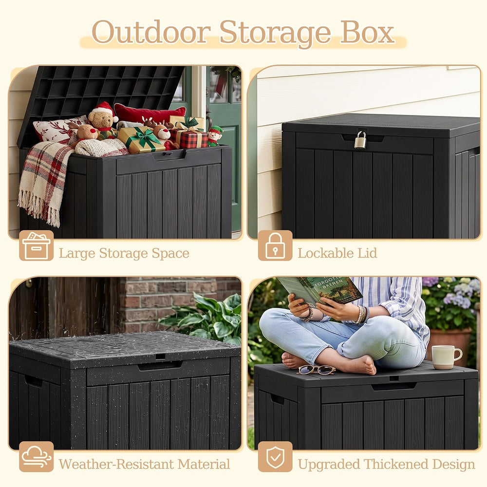 Outdoor Storage Box, 45 Gallon Upgraded Deck Boxes Outdoor Waterproof