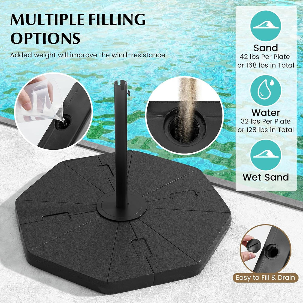 Tangkula 4-Piece Patio Umbrella Base, 208 lbs Heavy Duty Offset Cantilever Um...
