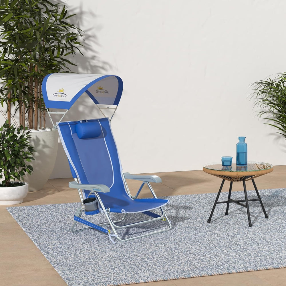 GCI Outdoor Sunshade Backpack Beach Chair | Reclining Folding Canopy Chair wi...