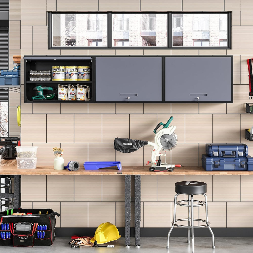 Metal Wall Cabinet with Locking Door and Shelf, Hanging Garage Cabinets with ...