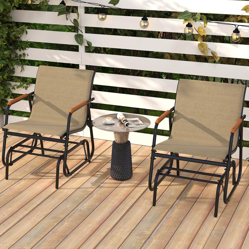 Tangkula Patio Glider Chair, Swing Gliding Armchair w/Curved Teak Armrests &a...