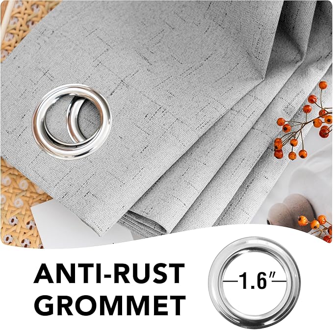 H.VERSAILTEX 100% Blackout Curtains for Bedroom Thermal Insulated Linen Textu...