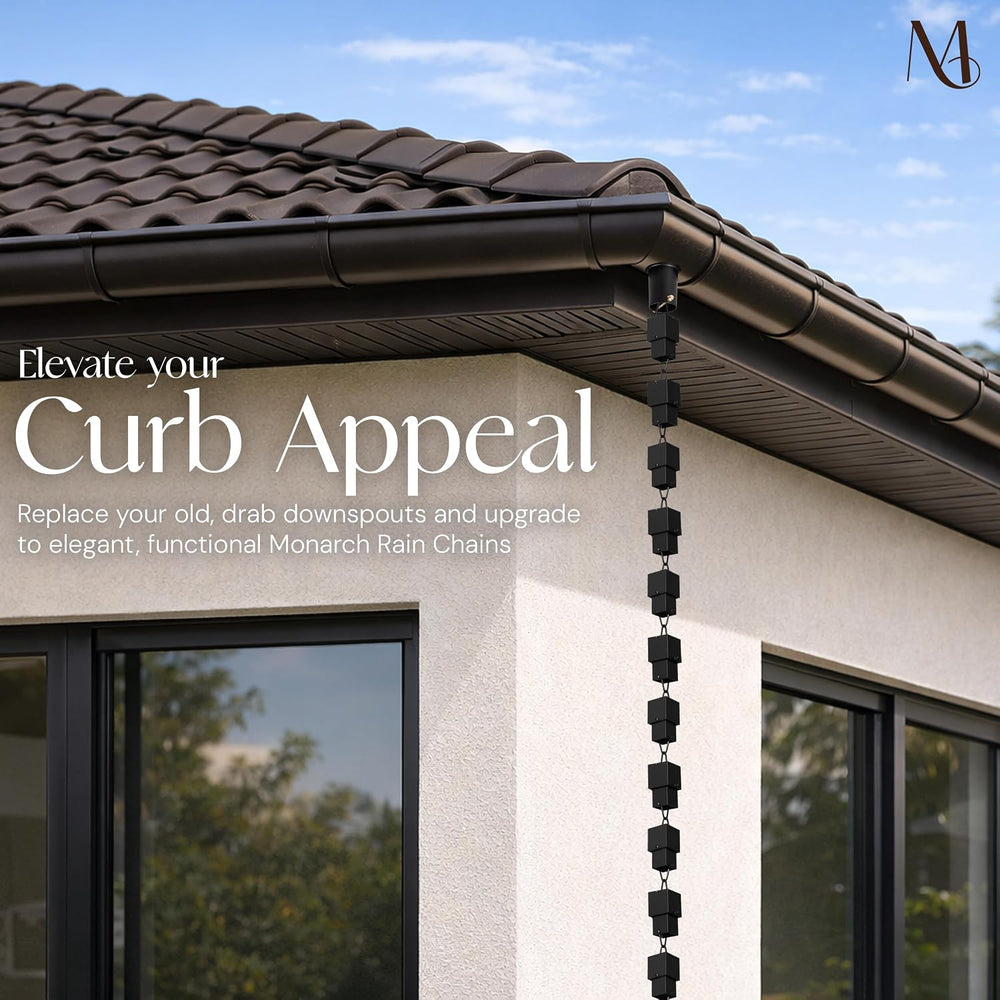 Monarch Rain Chains Aluminum Multi Cube Black Rain Chains for Gutters – 8.5 f...