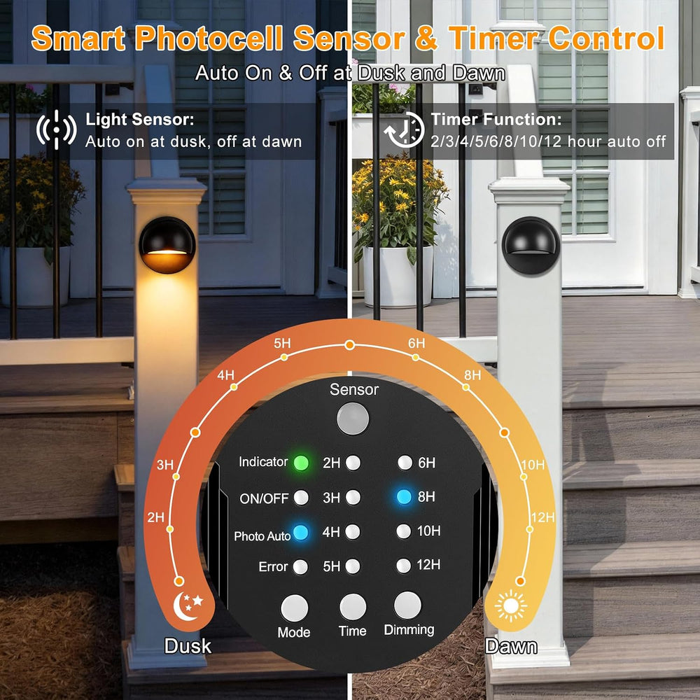 Low Voltage LED Deck Lights Kit with Plug-in Transformer, Dusk-to-Dawn Timer ...