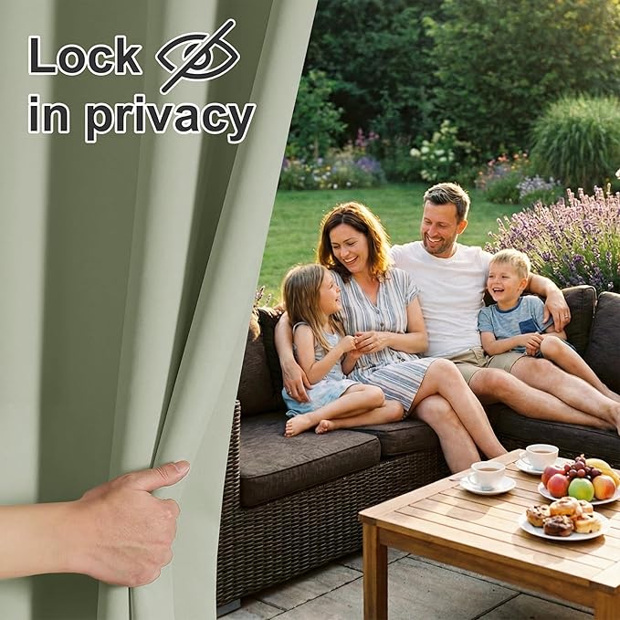 RYB HOME Outdoor Curtains for Patio Waterproof Block Sunlight Thermal Insulat...
