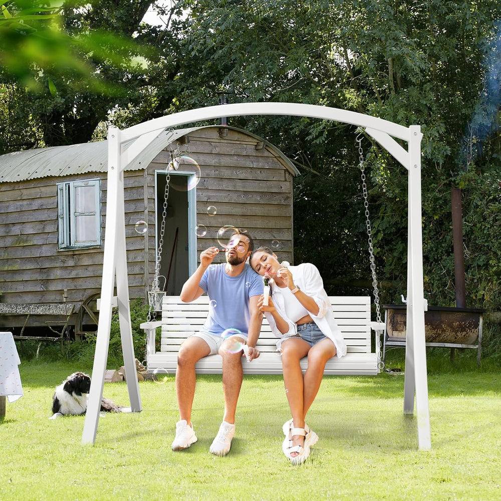 VINGLI 2026 Upgraded 5 FT Wooden Porch Swing, 880 LBS Heavy Duty, White