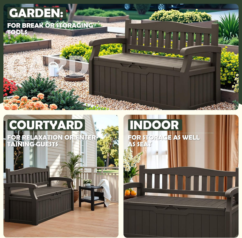 Flamaker 80 Gallon Storage Bench, Deck Box with Seat Waterproof All-Weather