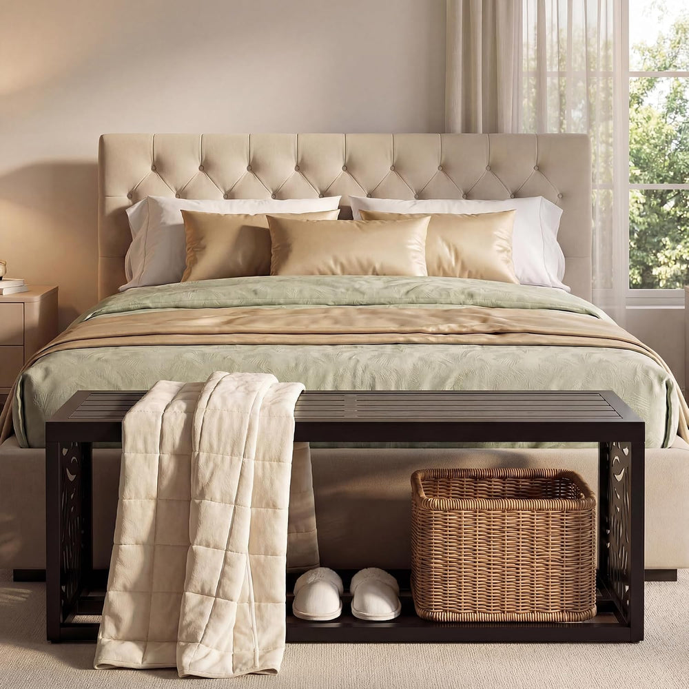 47" Outdoor Storage Bench, HDPE Seat, Steel Frame, Summer