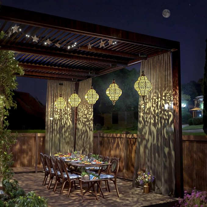 Hanging Solar Lights Outdoor Garden Decor Solar Lantern Waterproof Plastic Mo...