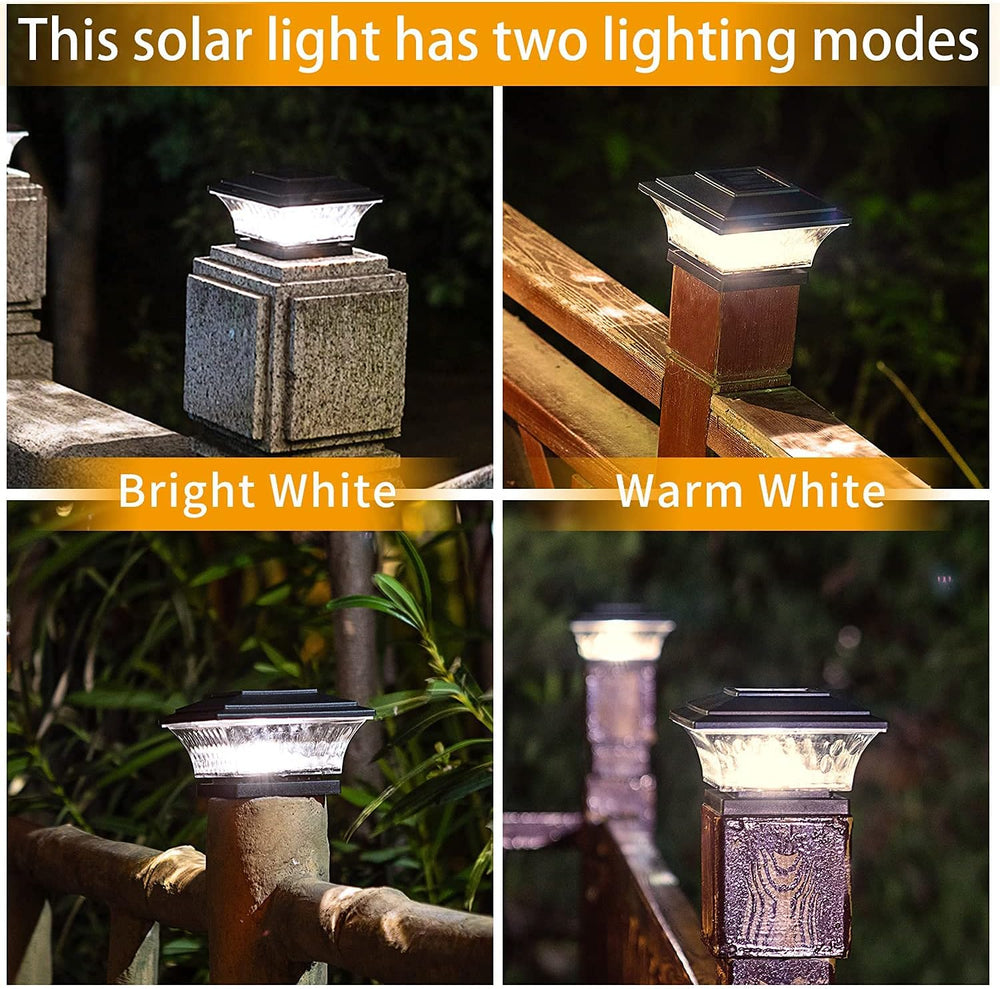 6PK Solar Post Cap Lights Outdoor Fence Cap Light for 4x4 Wooden Posts