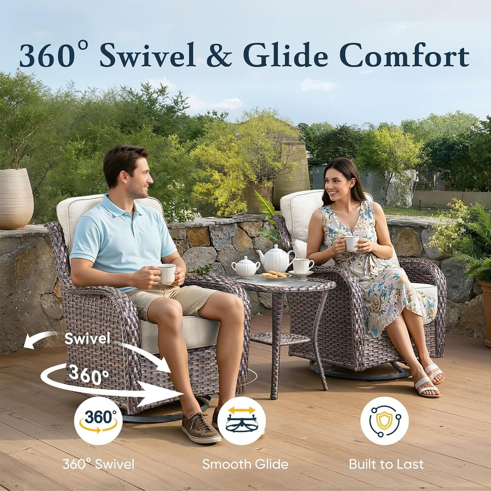 Belord Luxury 6" Thick Cushioned Outdoor Swivel Rocker Patio Chairs of 2...