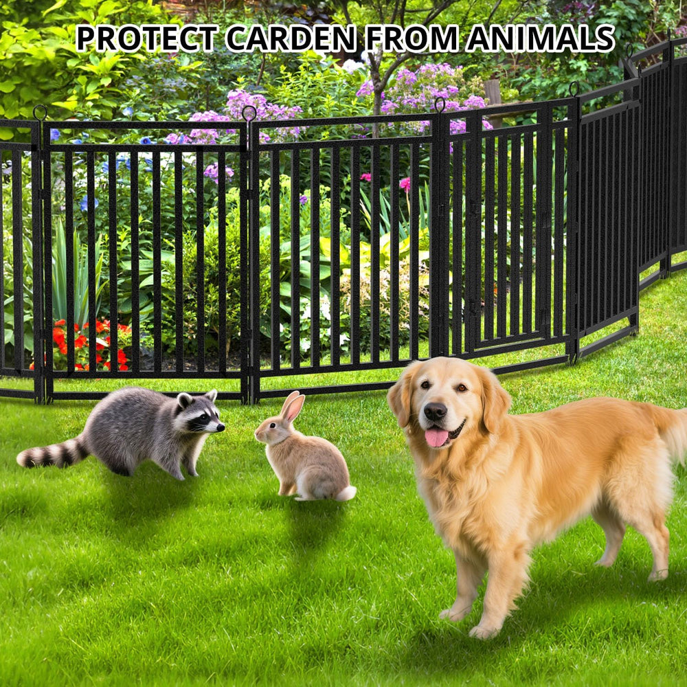 Decorative Garden Fence Metal Dog Fence Outdoor for Yard, 36ft (L) × 32in (H)...