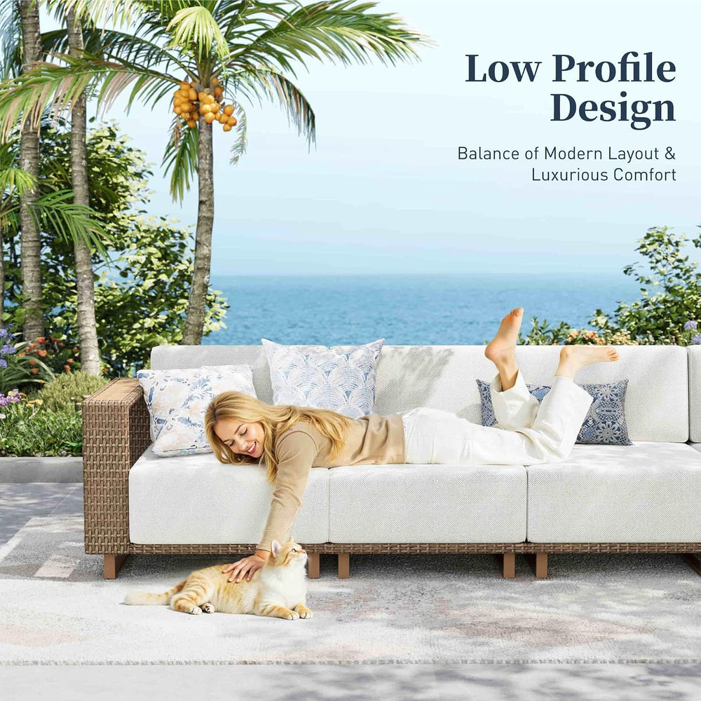 SUNSHINE VALLEY 6-Seat Patio Furniture Set with Swivel Chairs & Firepit
