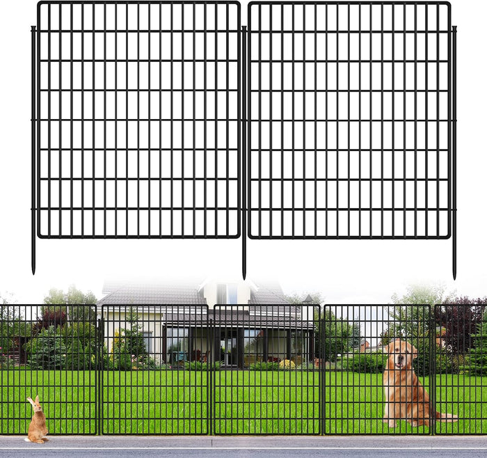 10 Panels Garden Fencing Animal Barrier, 33 in(H) X 24 ft(L) Dog Fence Outdoor for Yard Rustproof No Dig Decorative Tall Garden Fence Metal Wire Panel Border Patio Rabbit Temporary Ground Stakes