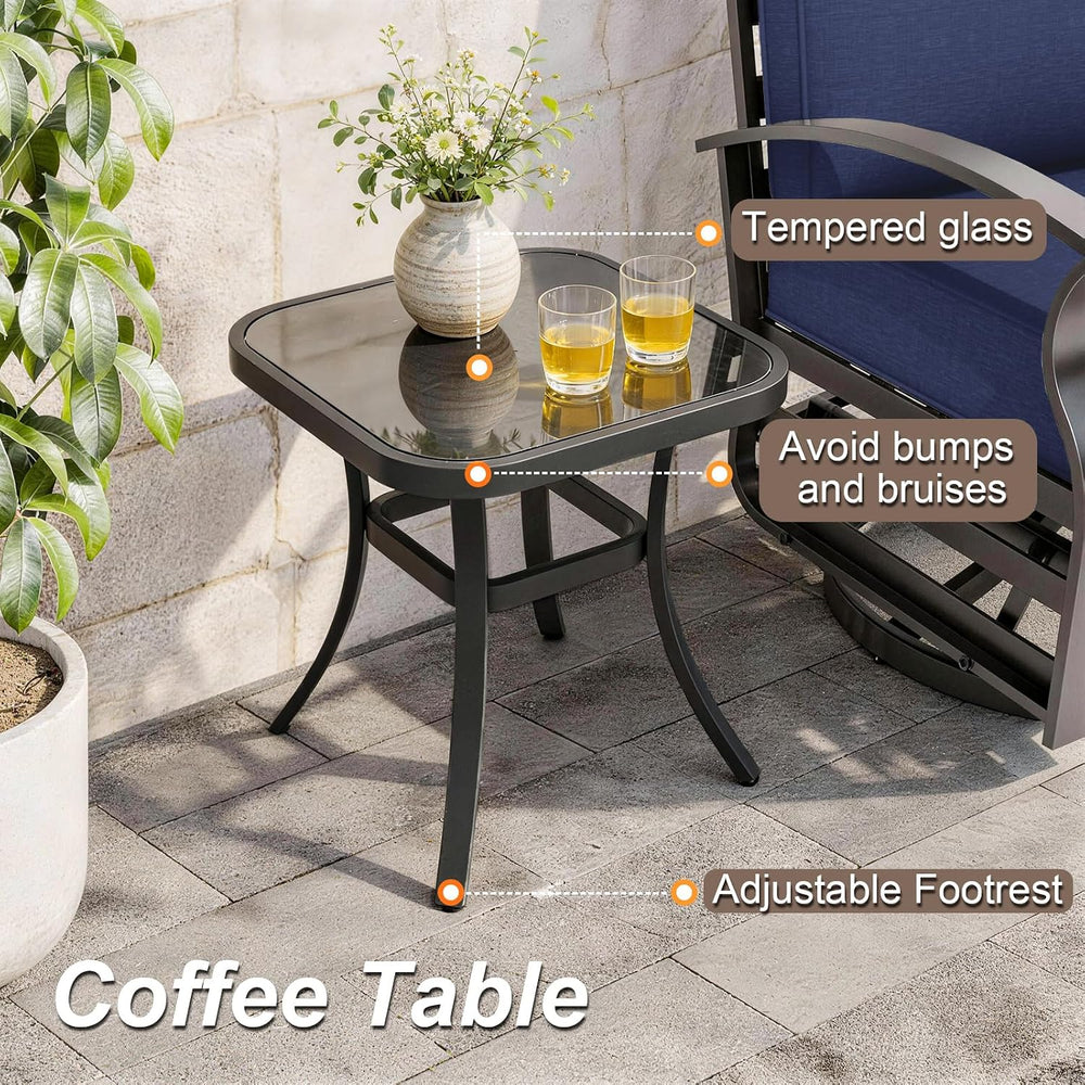 Gotland 3 Piece Patio Set, Metal Outdoor Swivel Chairs Set of 2 with 5.1’’ Hi...