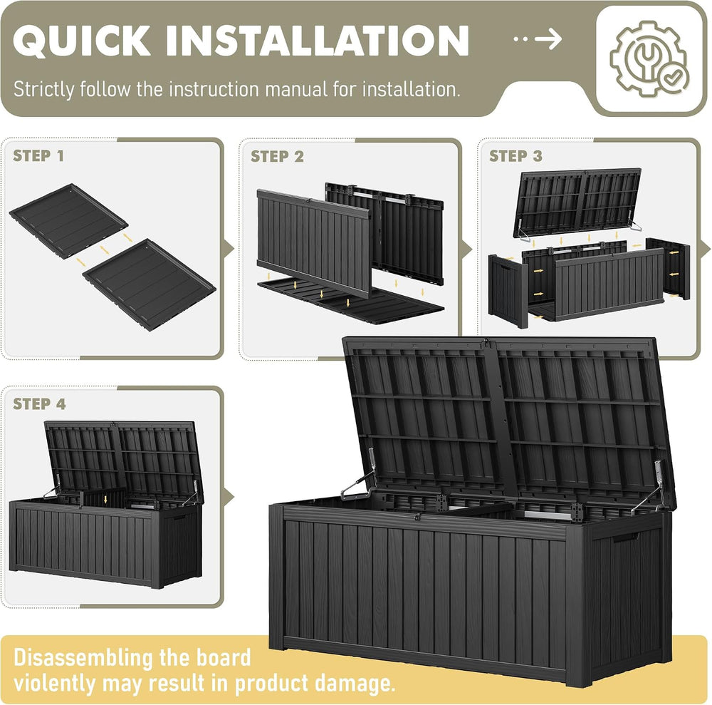 KAMABOKO 230 Gallon Outdoor Storage Box Waterproof Deck Box for Patio