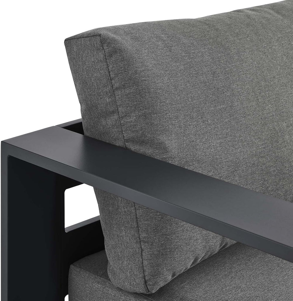 Modway Tahoe Aluminum Outdoor Chaise Lounge in Gray Charcoal with Weather-Res...