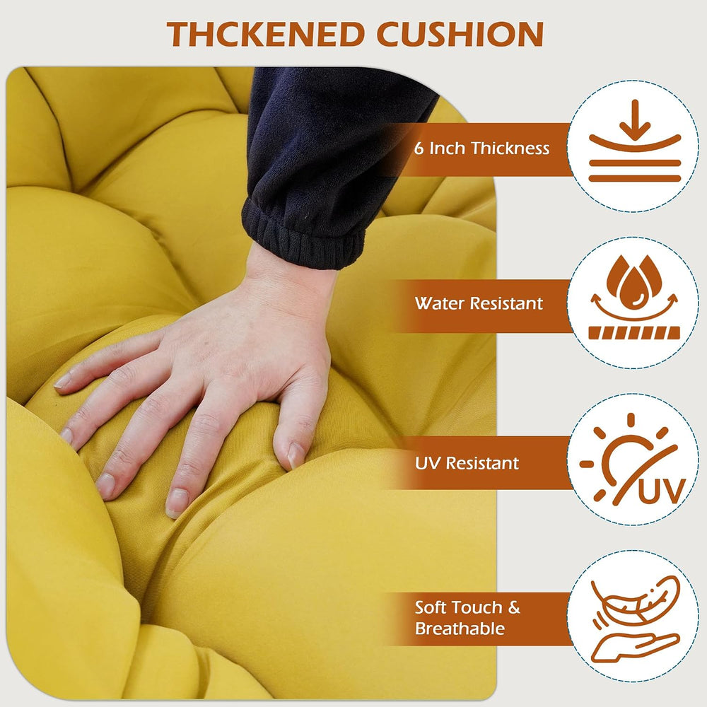 Papasan Rocking Chair Indoor & Outdoor, Oversized Egg-Shaped Papasan Rock...