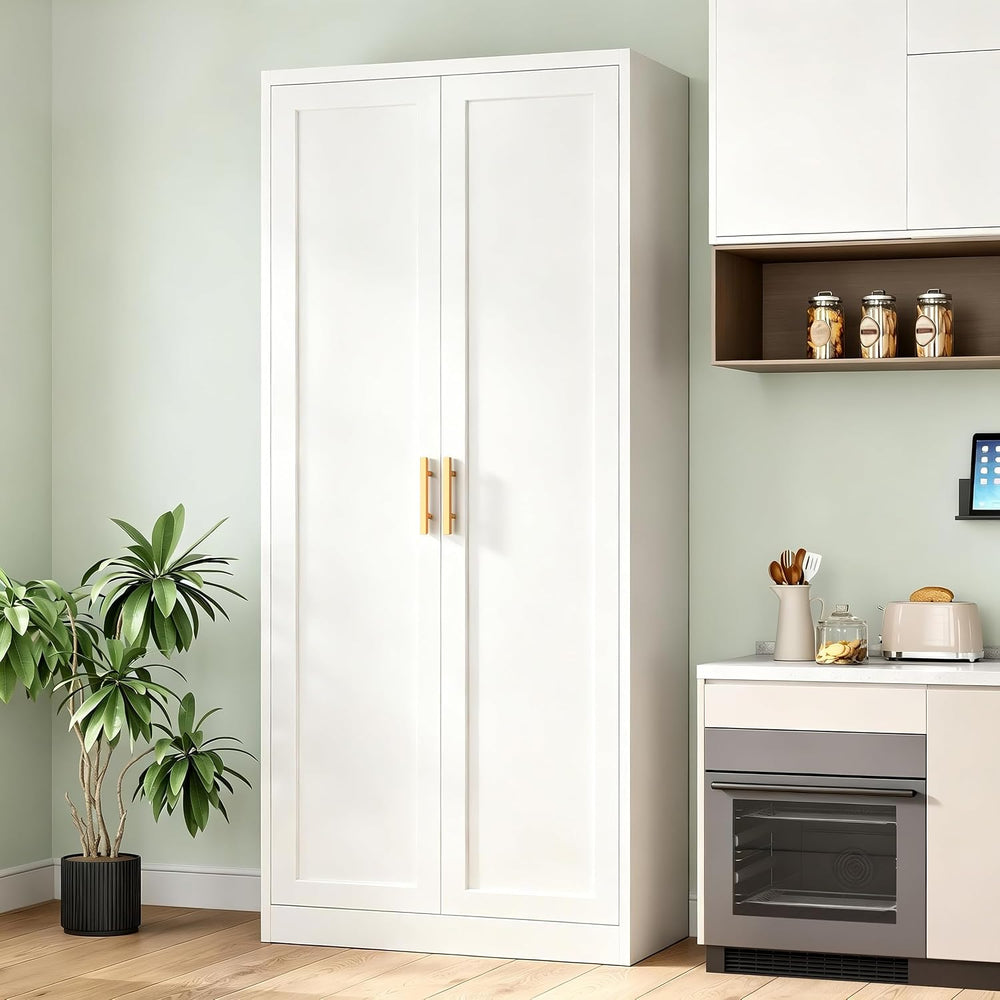 71" Tall Pantry Cabinet, Metal Kitchen Pantry Storage Cabinet with 2 Doors