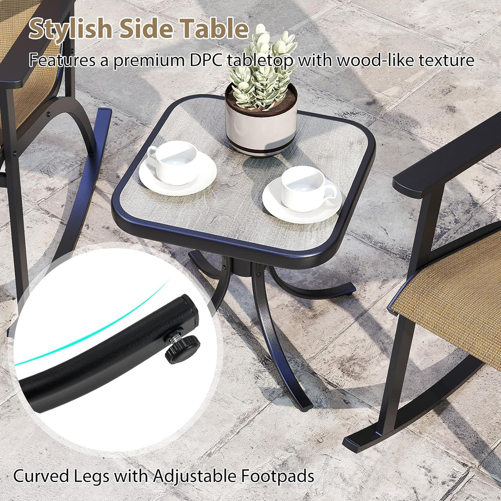 Tangkula 3 Piece Patio Rocker Set, Heavy-Duty Rocking Bistro Chairs & Tab...