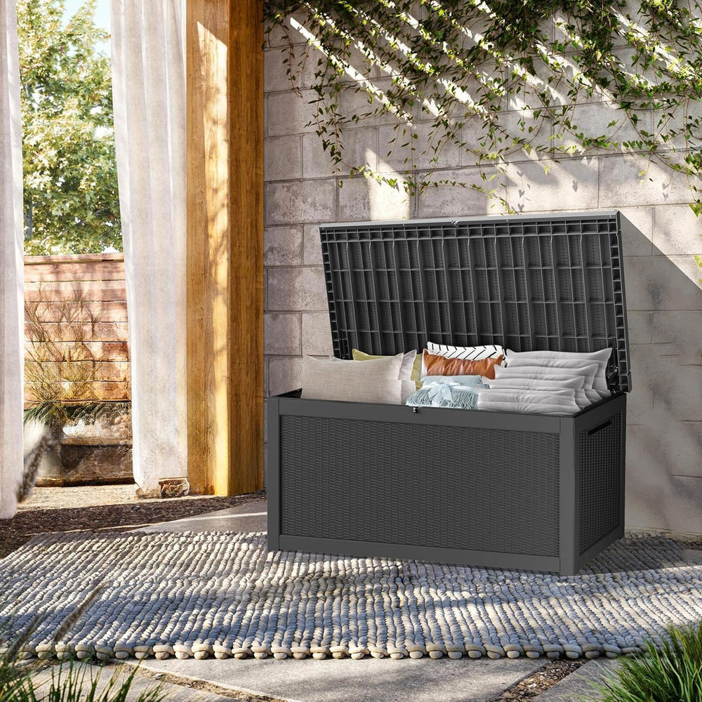 TARKARI 370 Gallon Outdoor Storage Box Waterproof, Resin Deck Boxes with Lock...