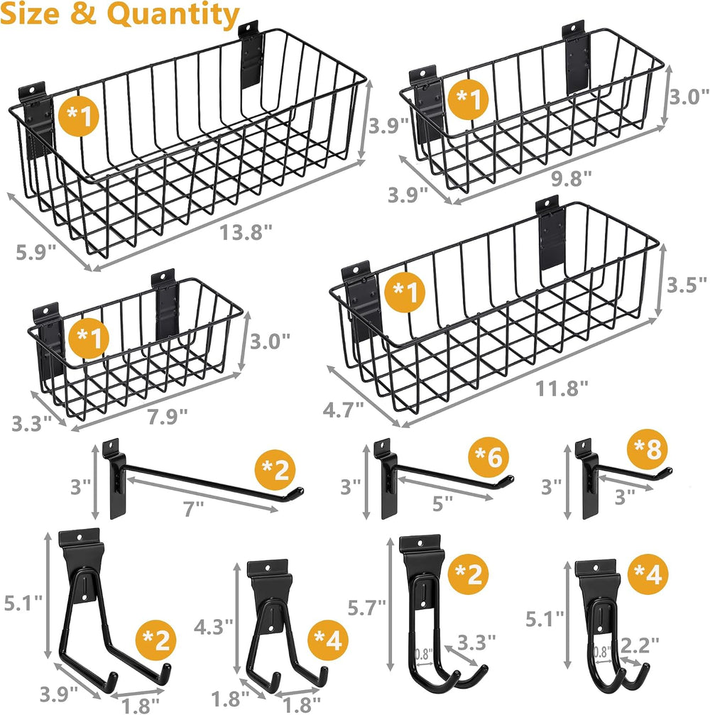 Heavy-Duty Slatwall Baskets and Hooks - Slatwall Accessories for Standard Sla...