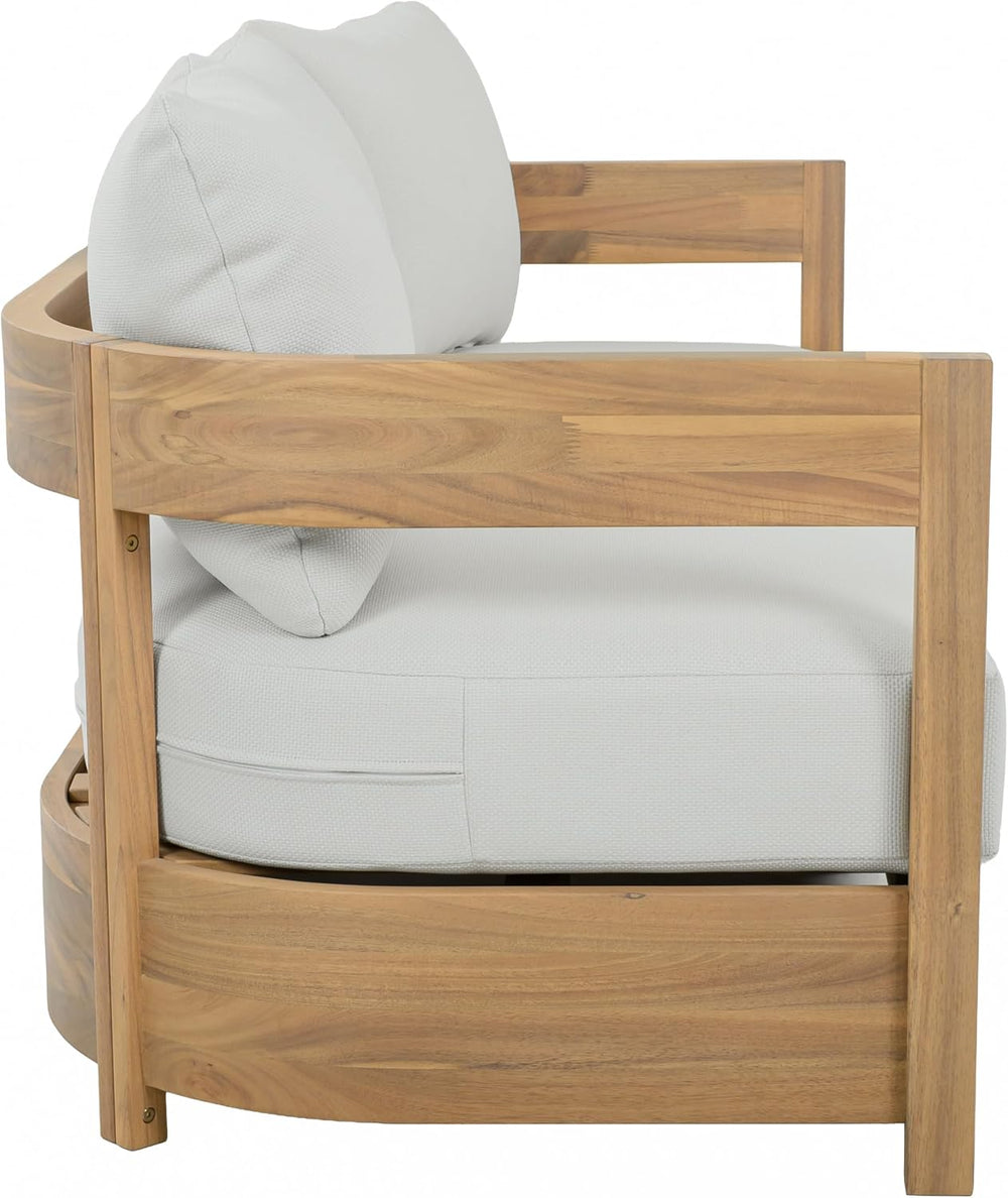 SAFAVIEH Outdoor Kento 3-Seat Sofa, 65.7" Oak & Ivory PAT7098B