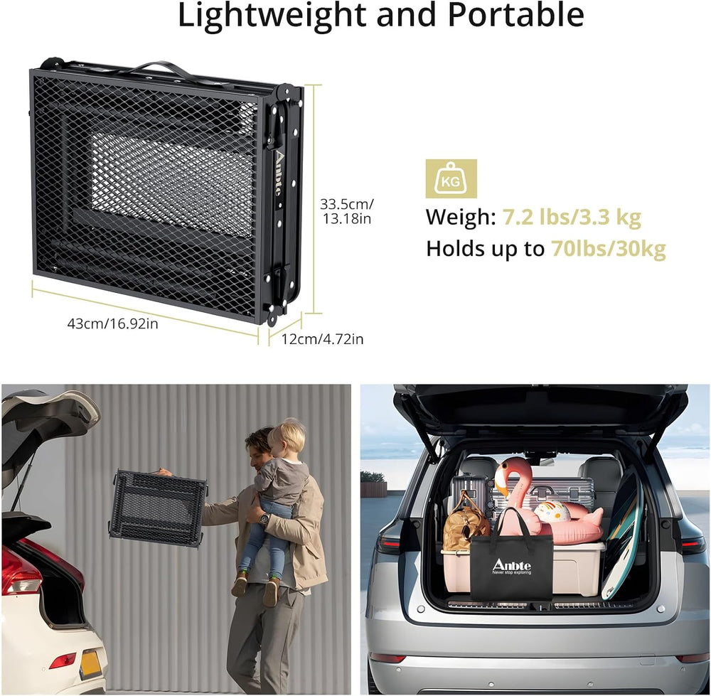 Anbte 3 ft Folding Grill Table, Aluminum Camping Table 3 Heights Max 27.5"