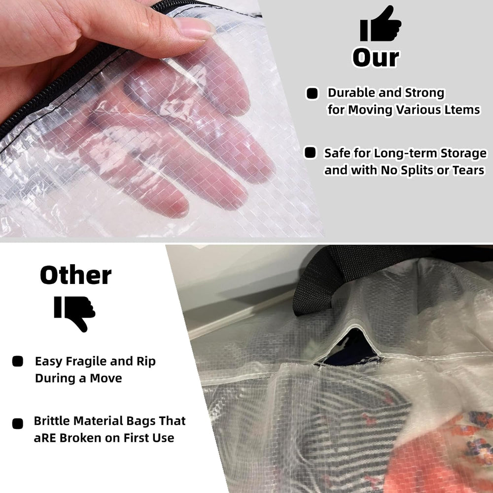 6 Pack Clear Storage Bags with Zipper and Handles, Blanket Bags For Closet St...