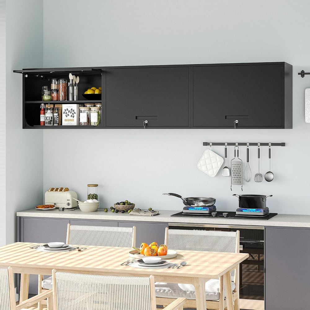 Metal Wall Cabinet with Locking Door and Shelf, Hanging Garage Cabinets with ...