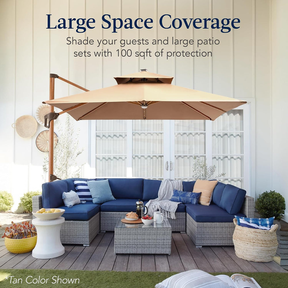 Best Choice Products 10ft Square Cantilever Patio Umbrella w/Base Included, W...