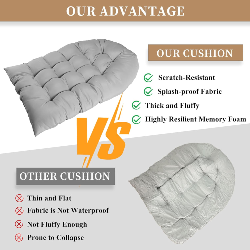 Thicken Egg Chair Cushion Replacement, Outdoor Hammock Swing Cushions with Ti...