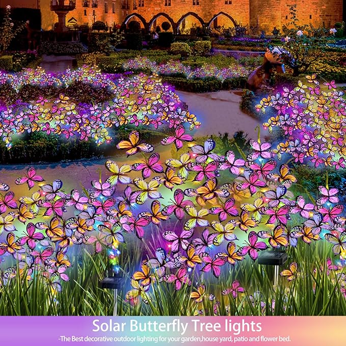 Solar Garden Lights Outdoor, Waterproof Solar Butterfly Lights 4 Pack Willow ...