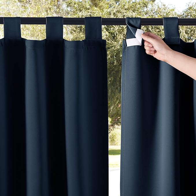 NICETOWN 2 Pieces Blackout Outdoor Curtainss for Patio Waterproof, Detachable...