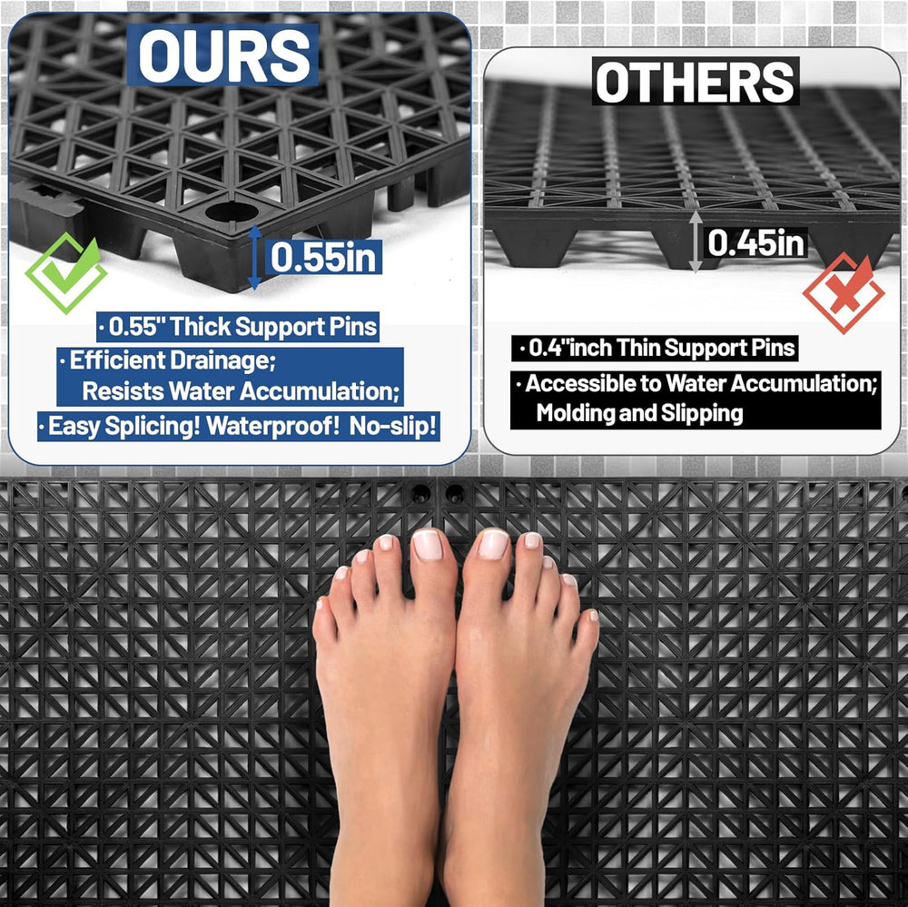 12Pcs Drainage Interlocking Floor Tiles 11.8" x 11.8", Modular Inte...