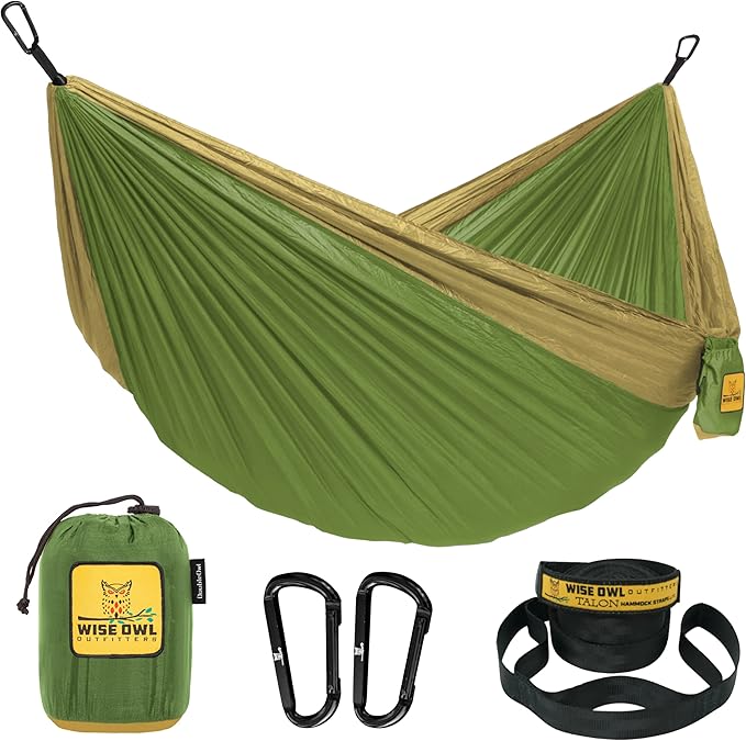 Wise Owl Outfitters Camping Hammock – 500lbs Portable Hammock with Tree Strap...