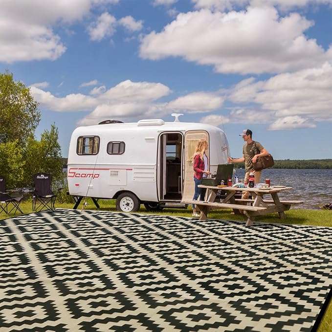 SAND MINE Reversible Mats, Plastic Straw Rug, Modern Area Rug, Large Floor Ma...