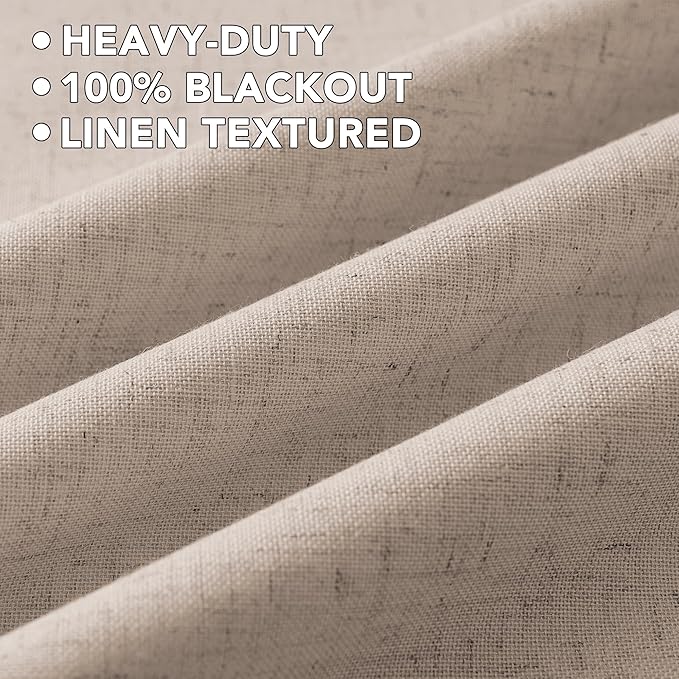 H.VERSAILTEX Linen Curtains 100% Blackout Curtains for Bedroom 63 inch Long F...
