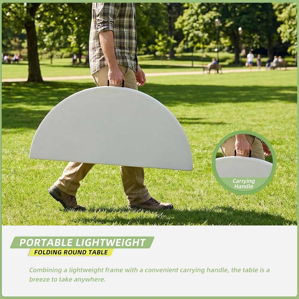 4FT Foldable Table,Folding Plastic Card Table with Handle