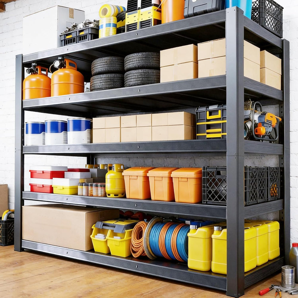 84" H 5-Tier Heavy Duty Storage Shelves, 3000LBS Capacity Adjustable Met...