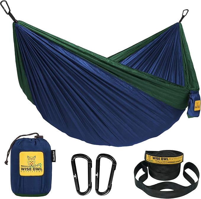 Wise Owl Outfitters Camping Hammock – 500lbs Portable Hammock with Tree Strap...