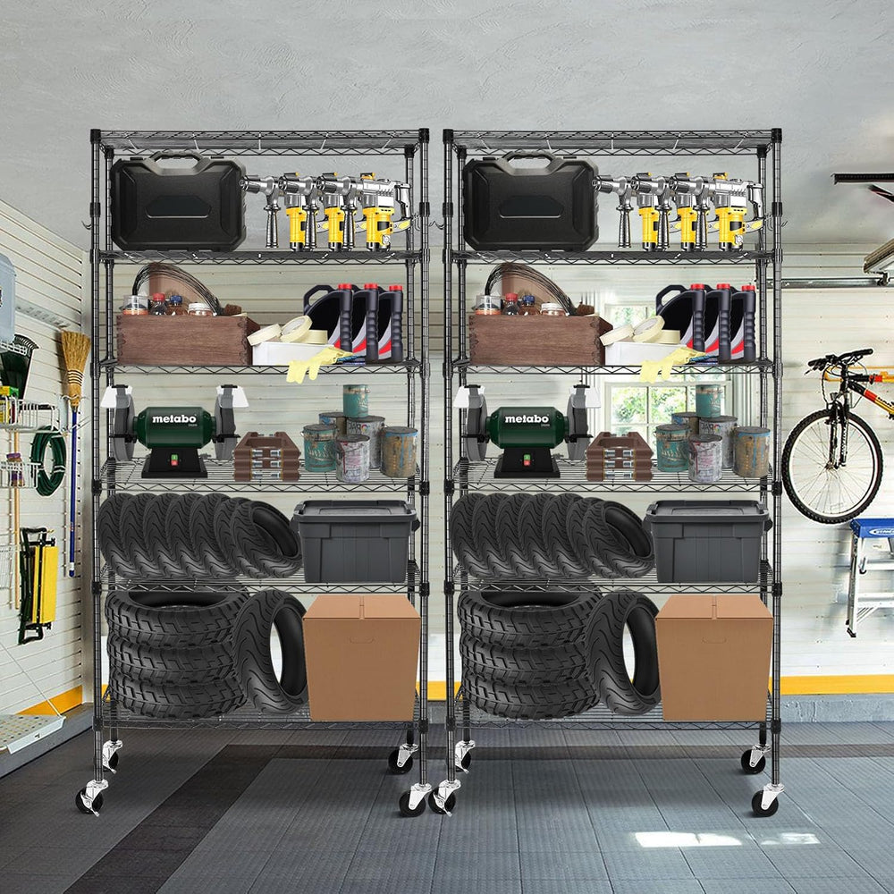 BolDuck 6 Tier Storage Shelves with Wheels, 2100lbs Capacity Heavy Duty Shelv...