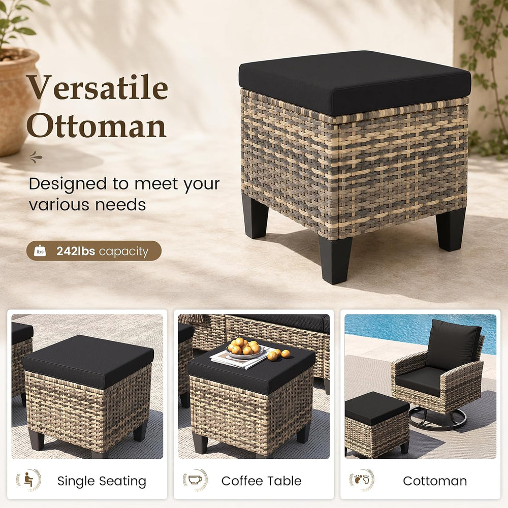 UDPATIO Outdoor Patio Furniture Set with Swivel Chairs 6 Pcs Black/Yellow