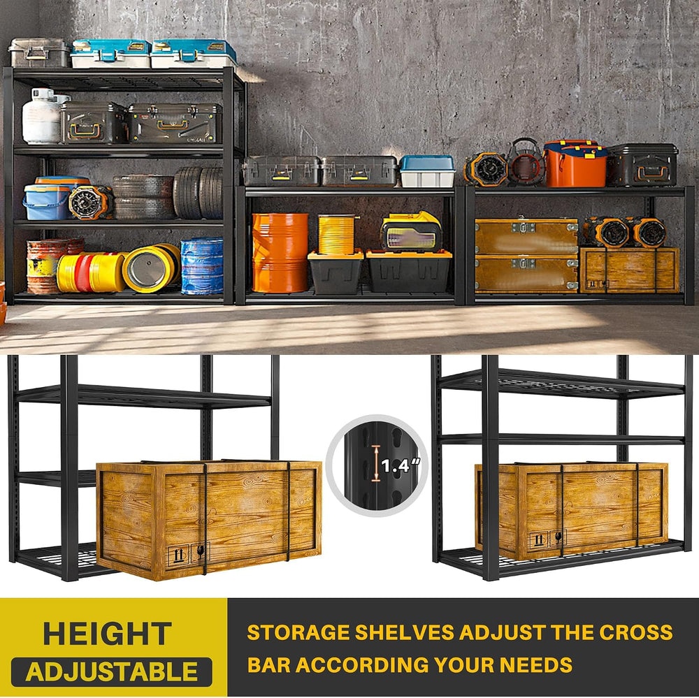REIBII 40" W Storage Shelves with Wire Mesh Panels for Garage Organization