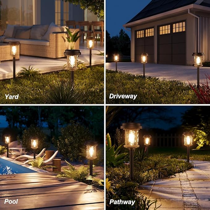 XMCOSY+ Solar Pathway Lights Outdoor, 6 Pack Solar Powered Garden Lights, 20 ...