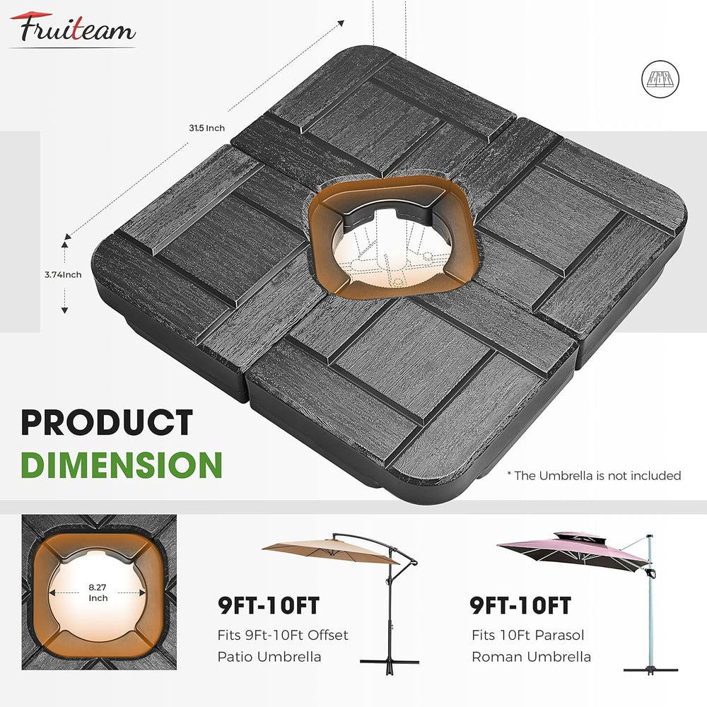 FRUITEAM 4Pcs Patio Umbrella Base Heavy Duty, 190lb Capacity Heavy Cantilever...