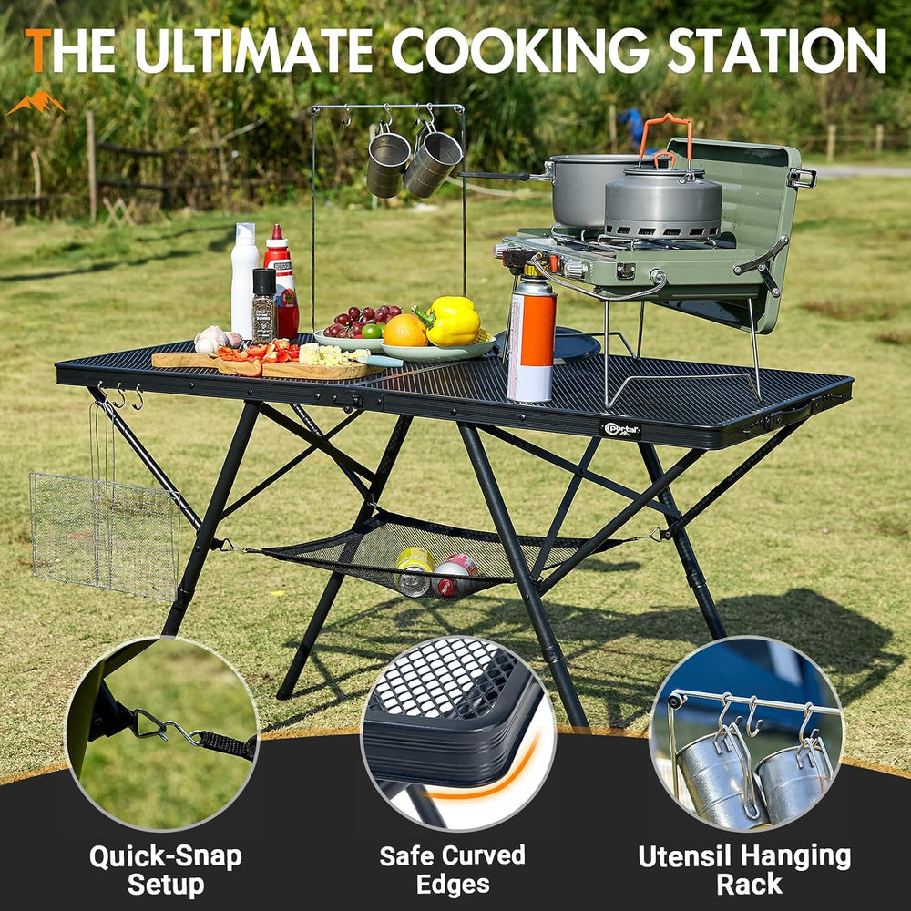 Portal 4 ft Folding Camping Grill Table Heavy Duty Portable Outdoor for BBQ
